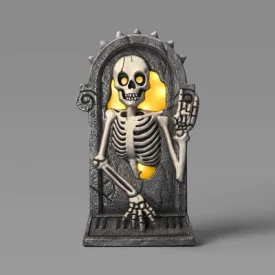 26" Light and Sound Rewind Skeleton Tombstone Halloween Decorative Prop - Hyde