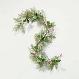 6' Faux Cedar & Magnolia Leaf with Winterberries Christmas Garland - Hearth & Hand with Magnolia