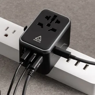 ADONIT Universal Travel Adapter 3C2A - International Wall Charger PD 65W (3 USB-C   2 USB-A) - Black