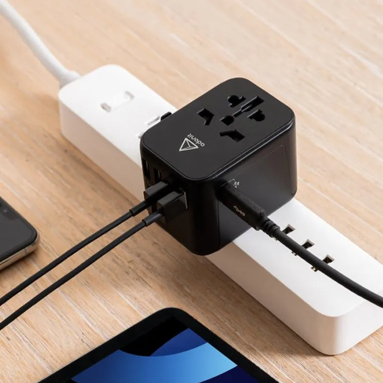 ADONIT Universal Travel Adapter 4A1C - International Wall Charger PD 30W (4 USB-A   1 USB-C) - Black