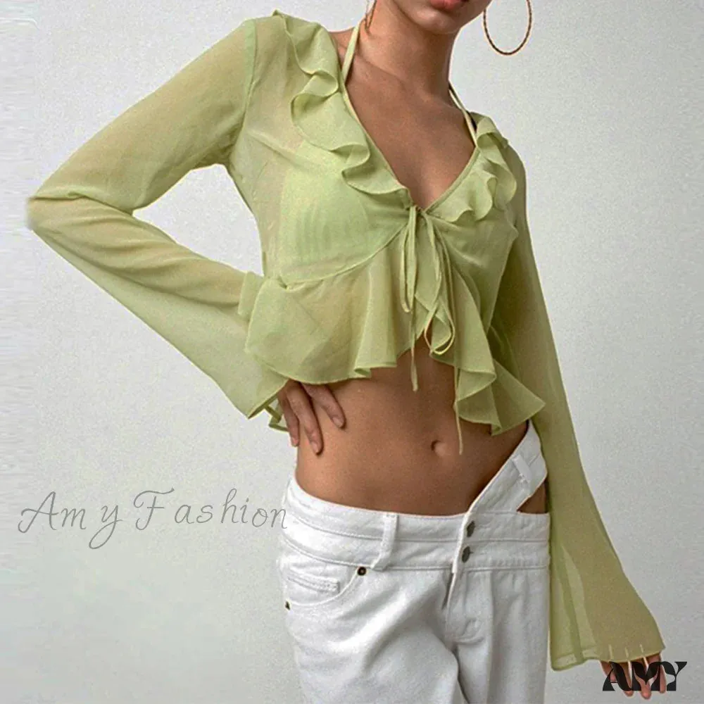 Amy Fashion - Navel Exposed Crop Tops Clubwear Top