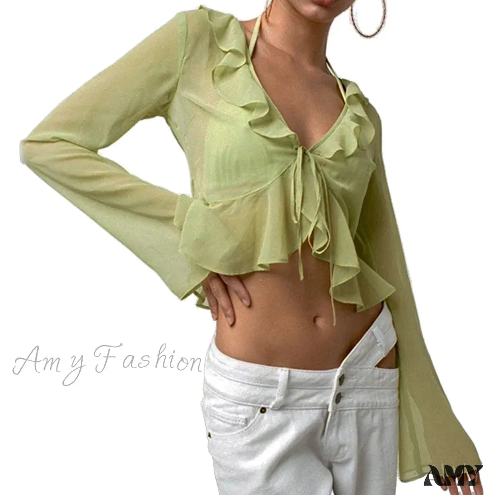 Amy Fashion - Navel Exposed Crop Tops Clubwear Top