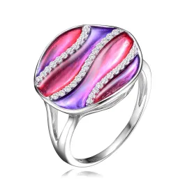 Anne Red-Purple Enamel Ring Size 7