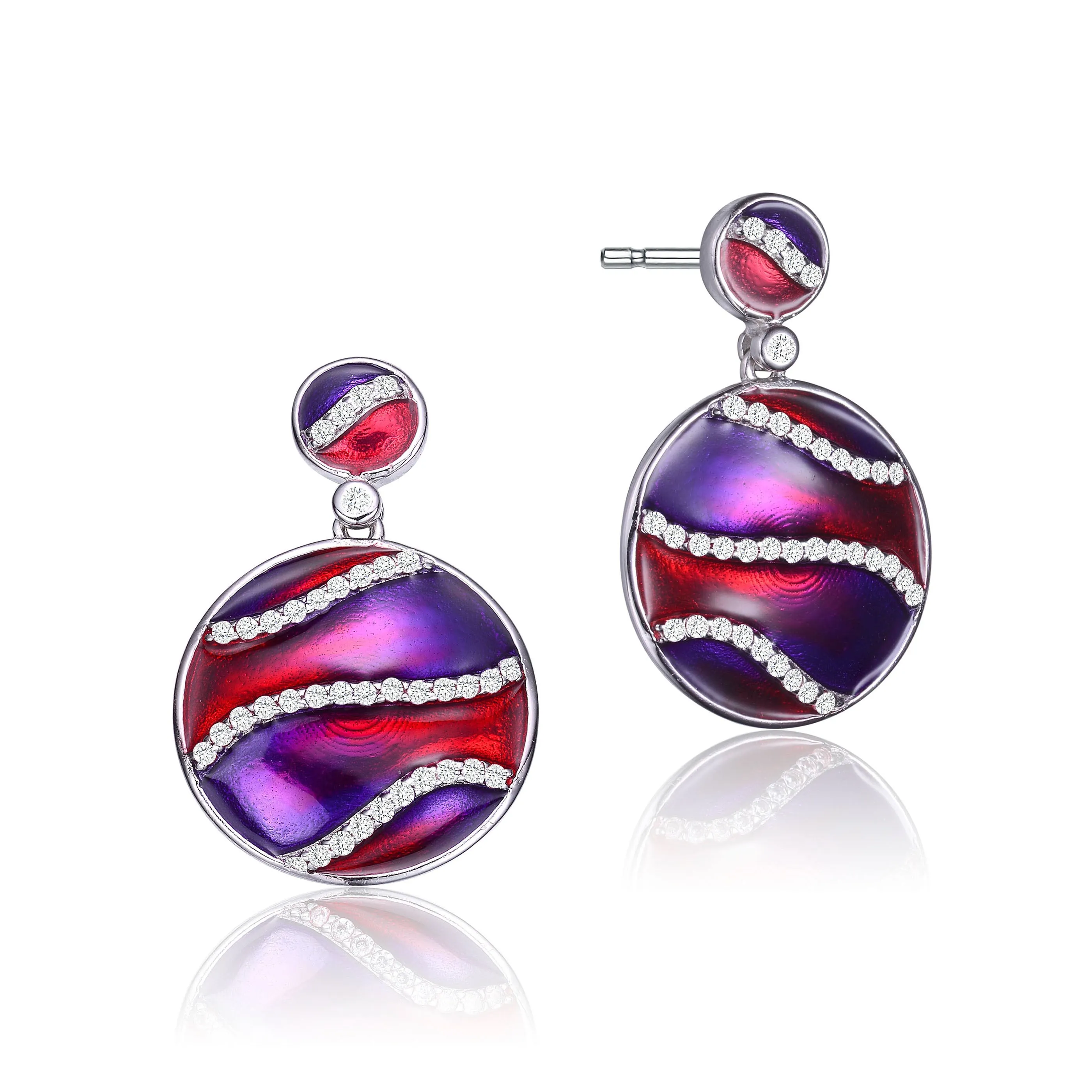 Anne Red-Purple Swirl Enamel Earrings