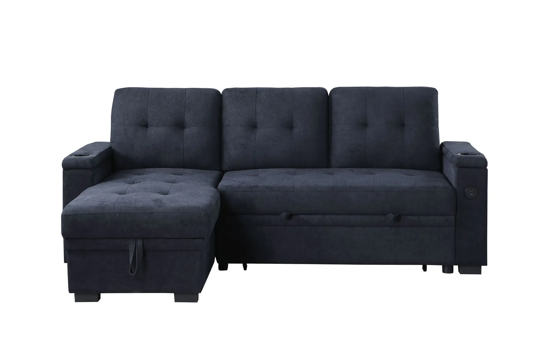 Ashlyn II - 84"W Woven Fabric Reversible Sleeper Sectional Sofa with Storage Chaise by Couch.com