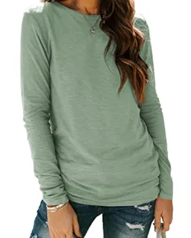 AUTOMET Womens Long Sleeve Tops Fall T Shirts Crewneck 2022 Tunic Tops Fitted Shirts Basic Tee