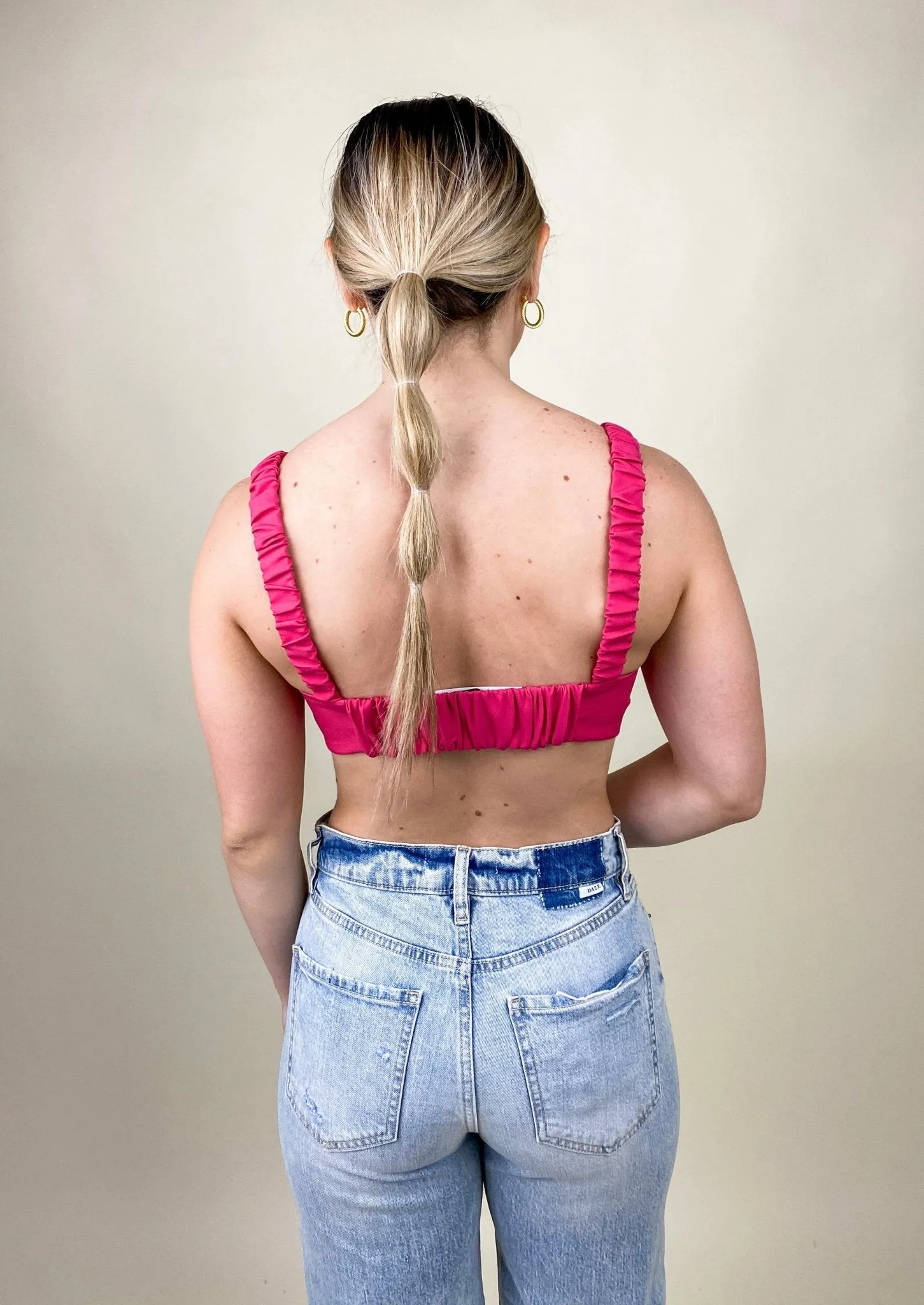 Banded strap crop top fuchsia
