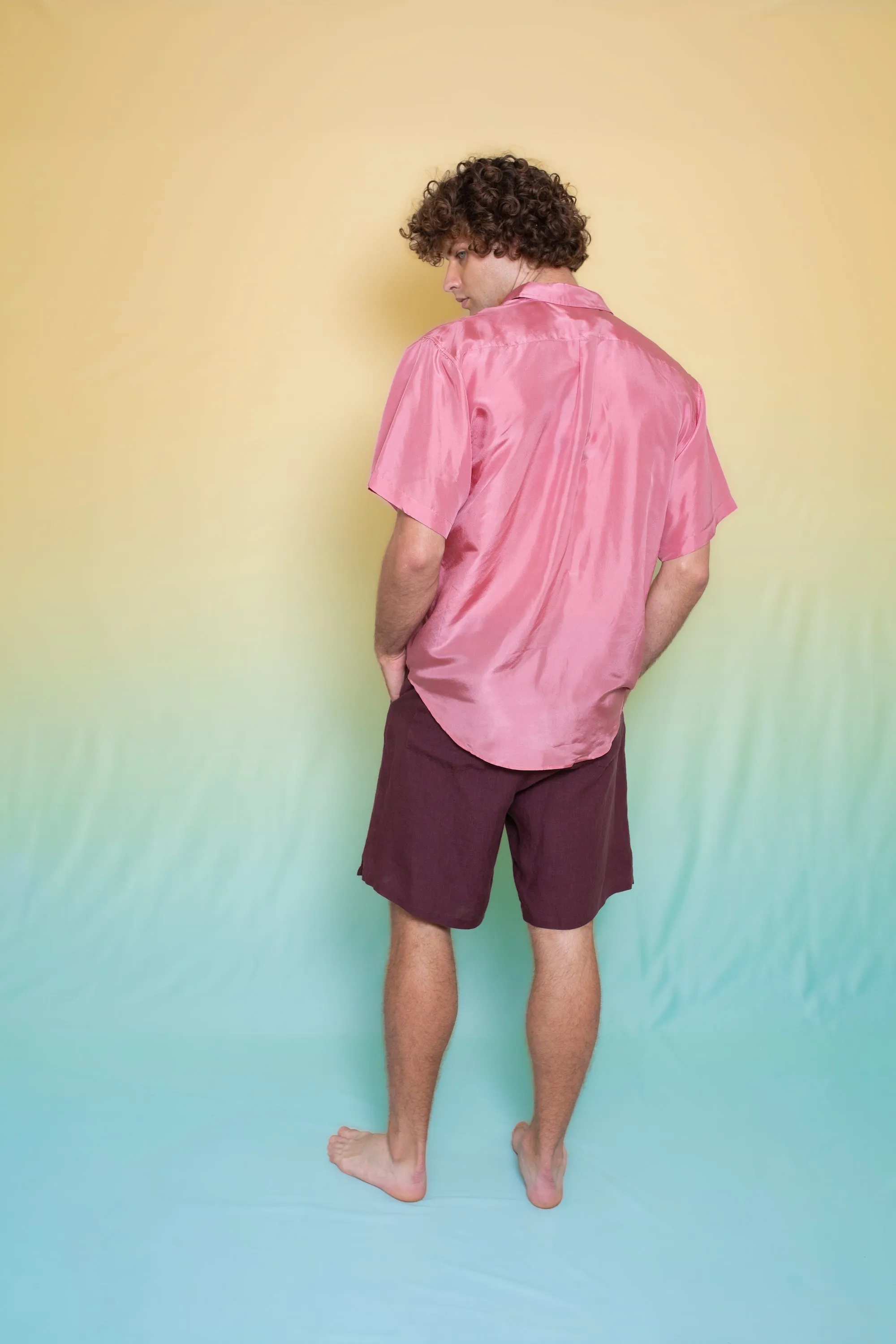 Basketball Linen Short Burgundy Man