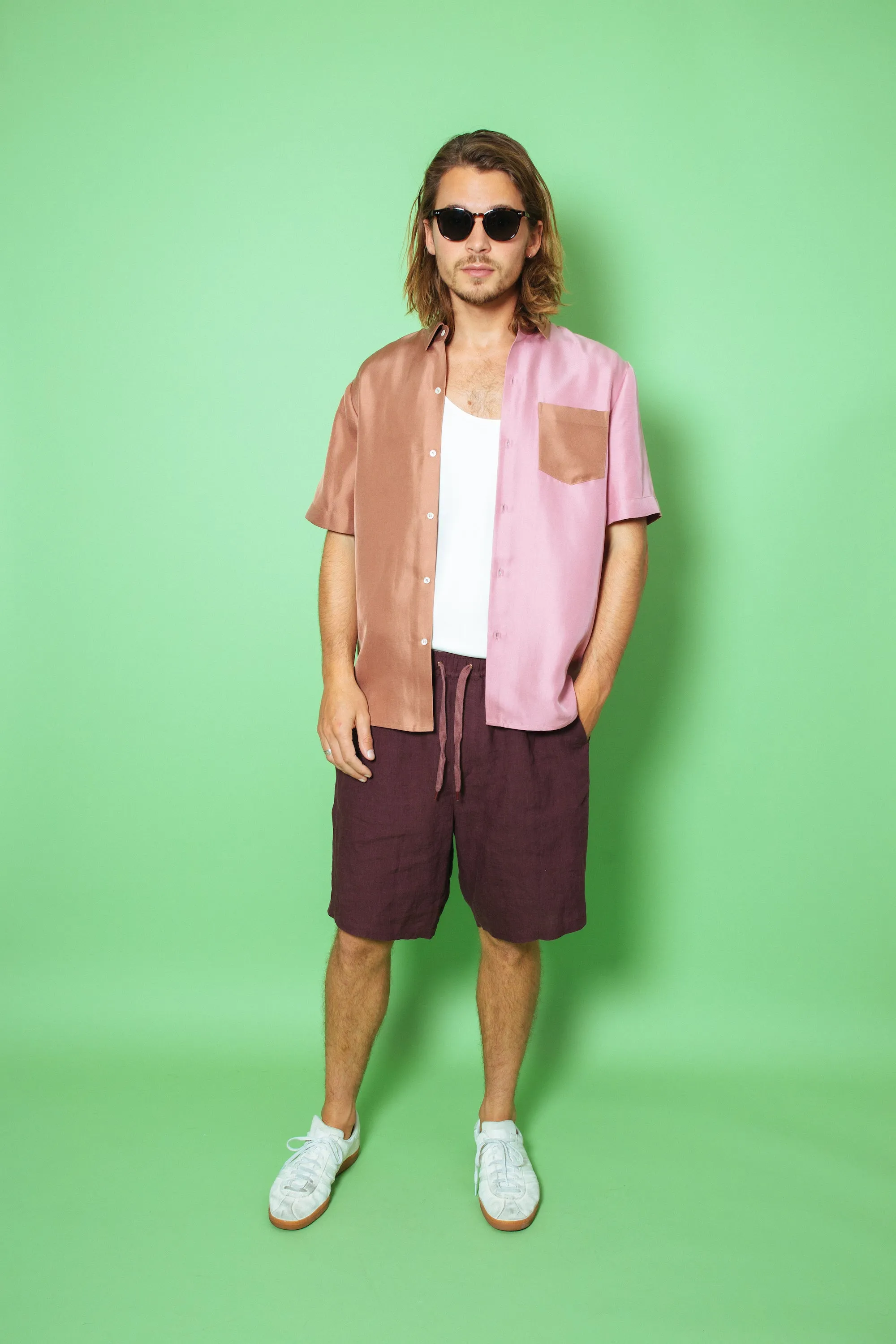 Basketball Linen Short Burgundy Man