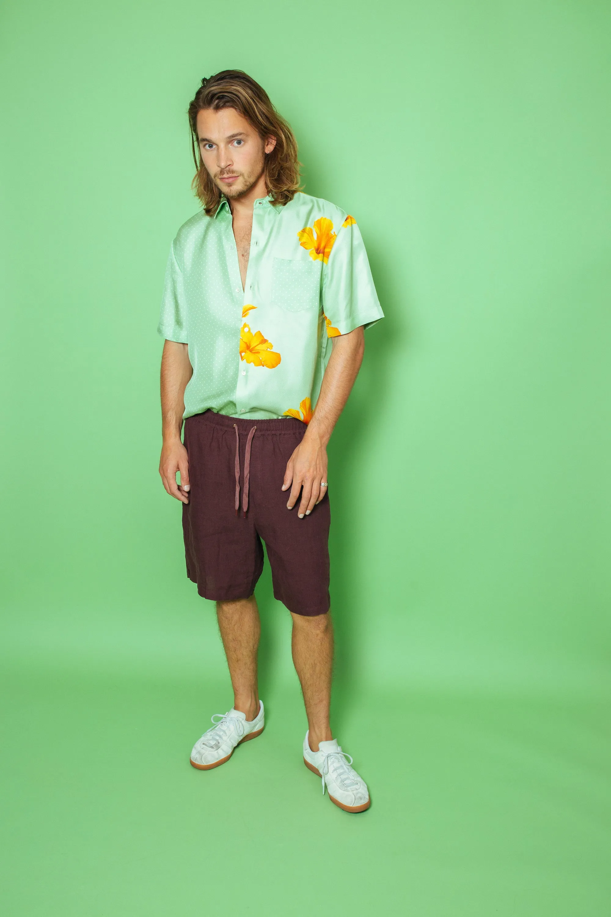 Basketball Linen Short Burgundy Man