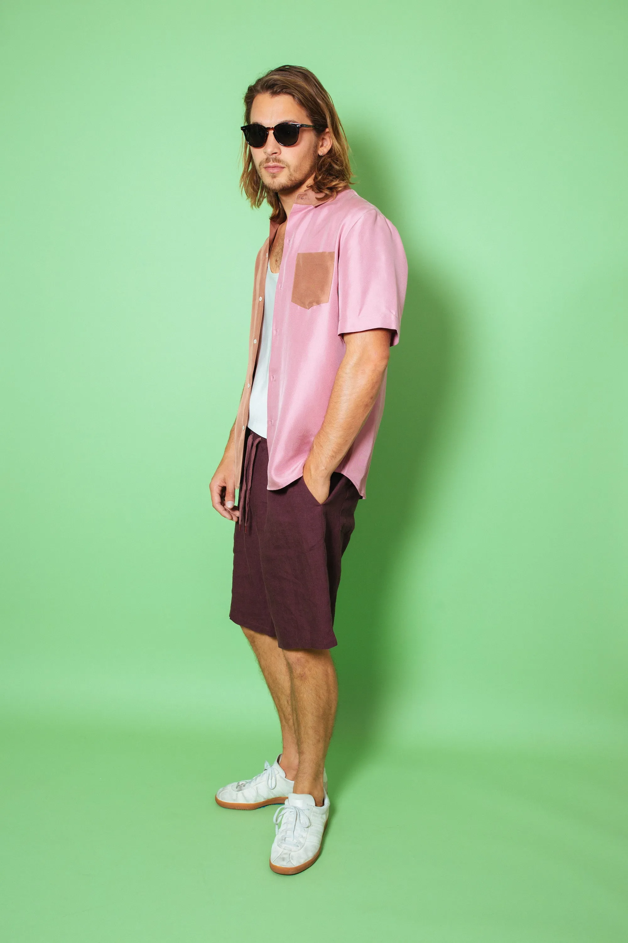 Basketball Linen Short Burgundy Man