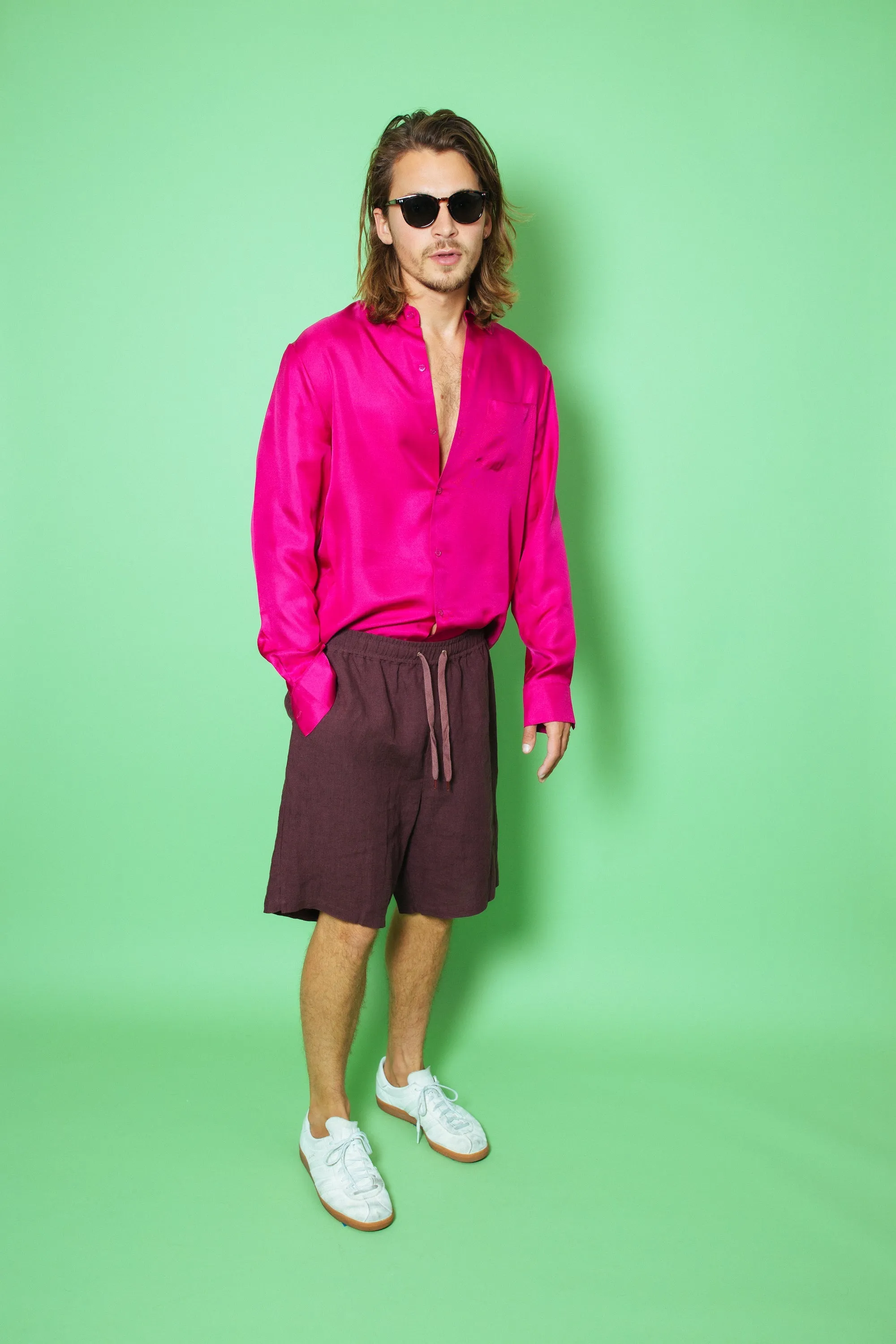 Basketball Linen Short Burgundy Man