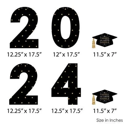Big Dot of Happiness Tassel Worth The Hassle - Gold - Large Graduation Party Decorations - 2024 - Outdoor Letter Banner