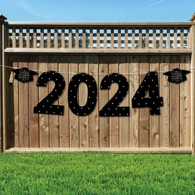 Big Dot of Happiness Tassel Worth The Hassle - Gold - Large Graduation Party Decorations - 2024 - Outdoor Letter Banner