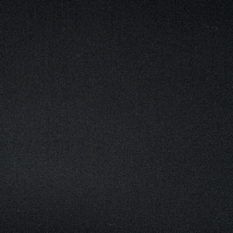 Black Stretch Single Wool Blend Crêpe