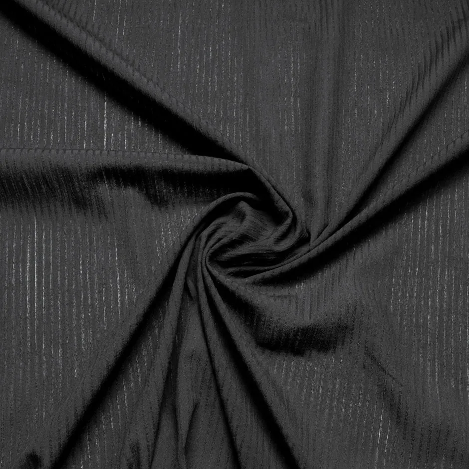 Black Striped Jacquard Lightweight Wool Blend