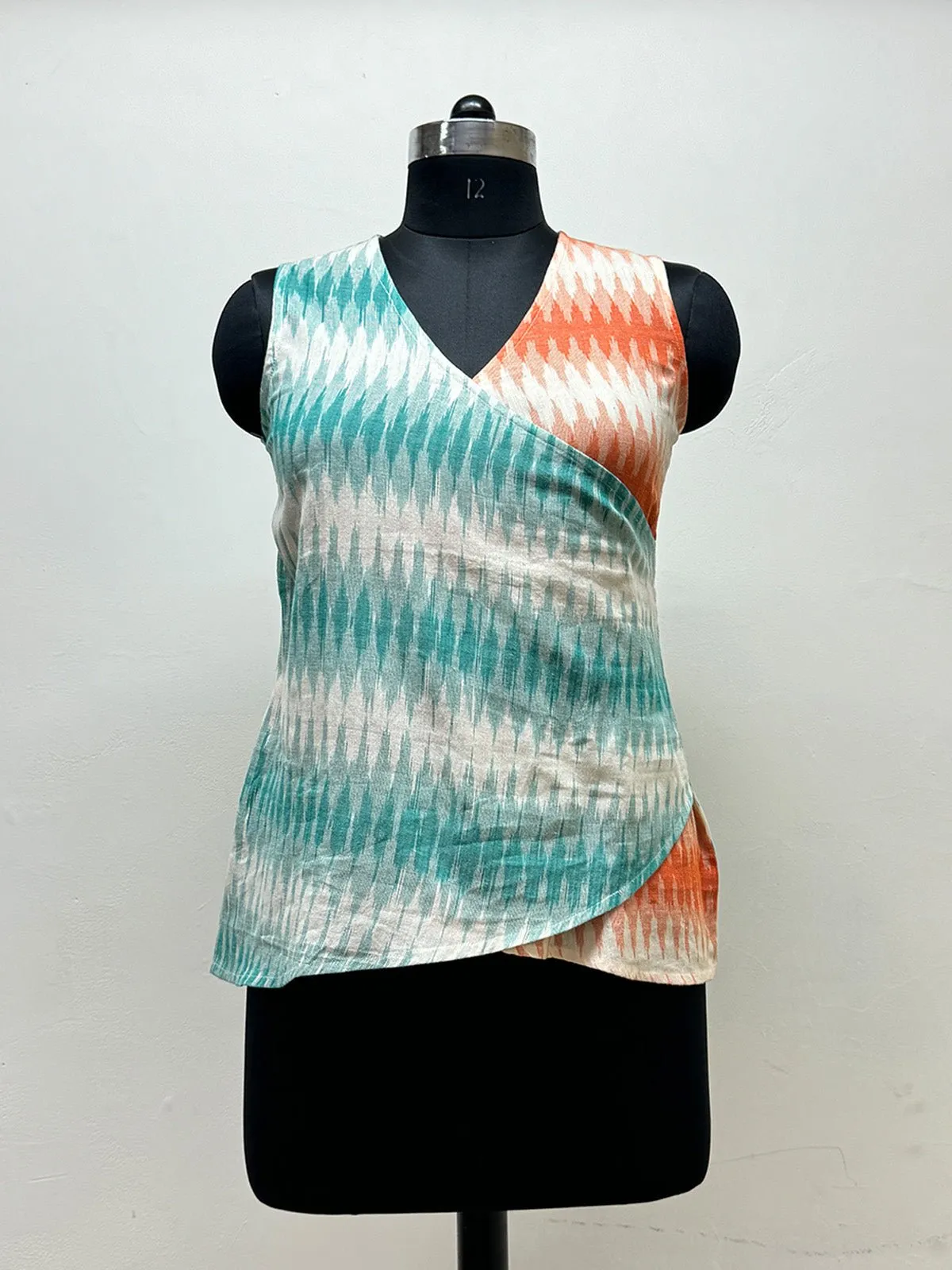 Blue and Orange Ikat Top