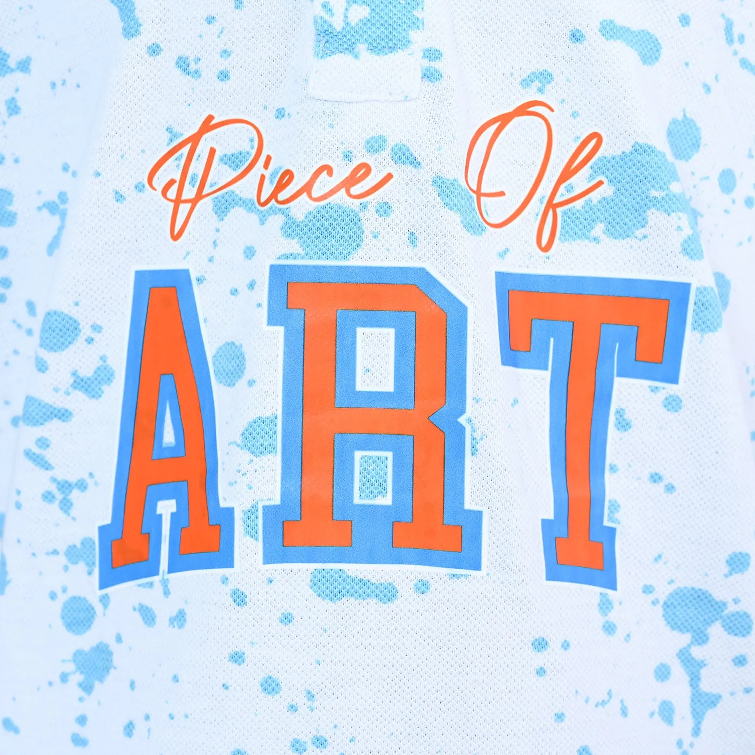 Boys Cotton Polo Shirt Art | White