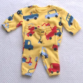 Boys yellow tracksuit with car designs