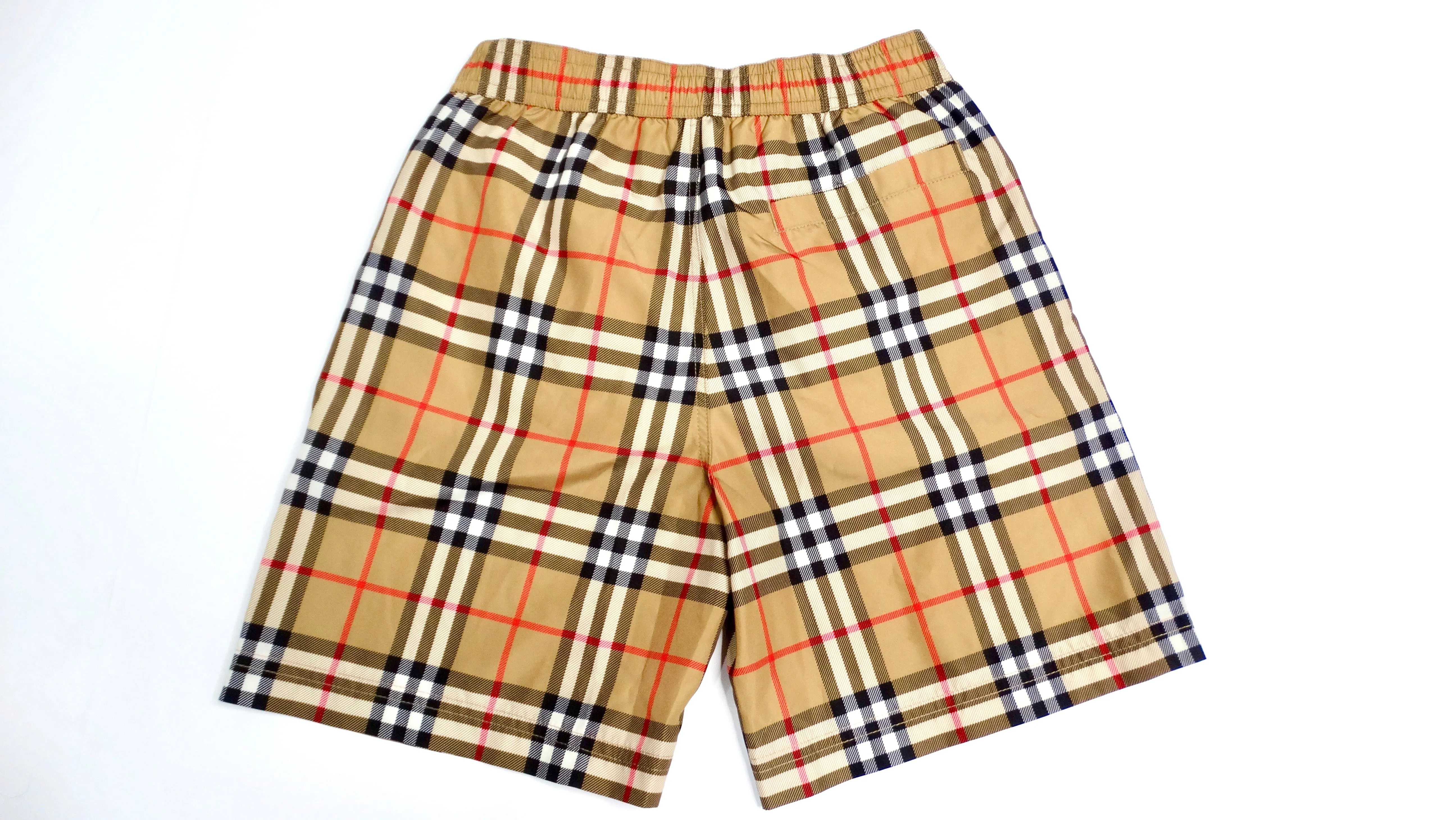 Burberry Children Antique Yellow Plaid Boys' Swim Trunks