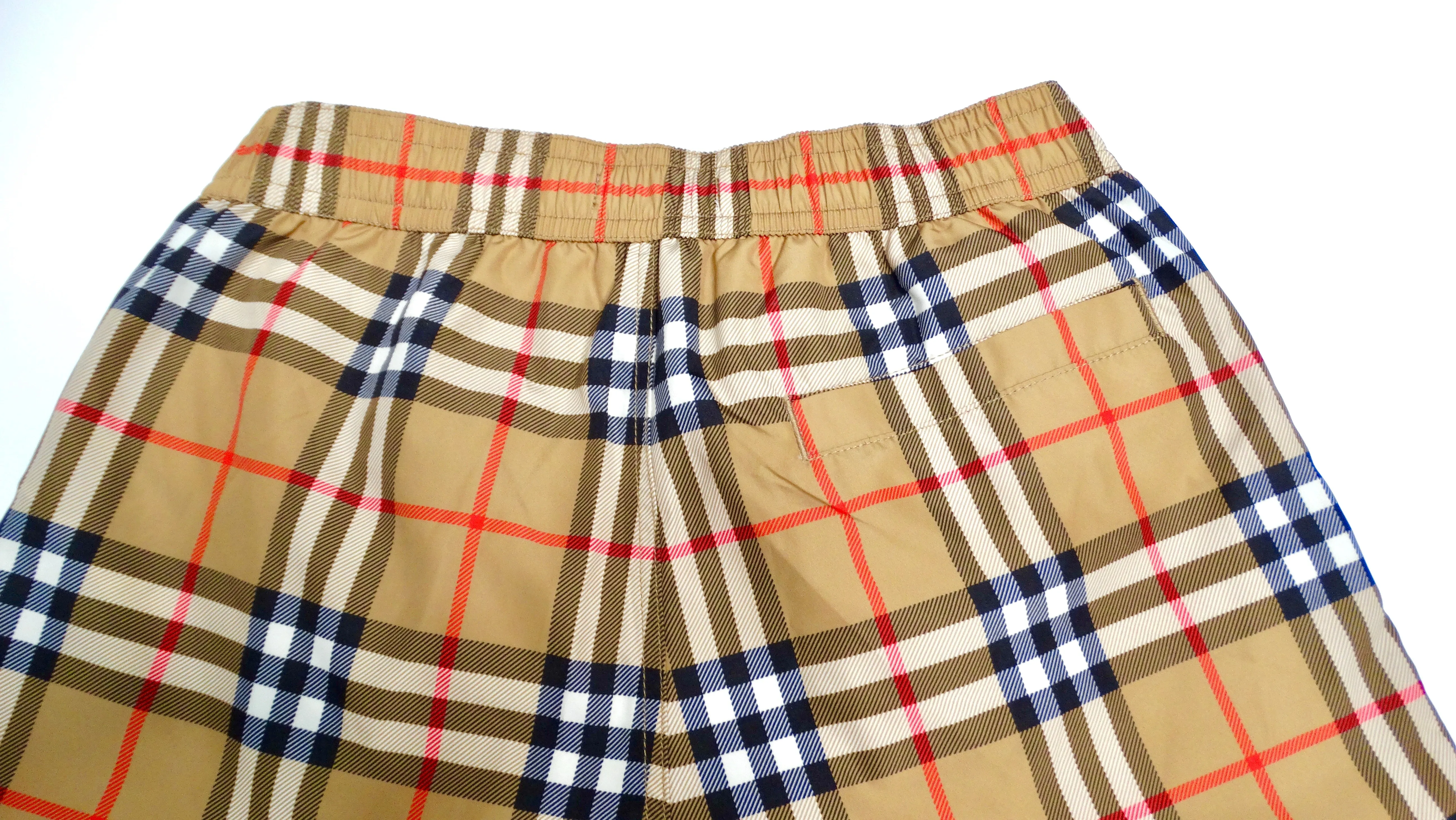 Burberry Children Antique Yellow Plaid Boys' Swim Trunks