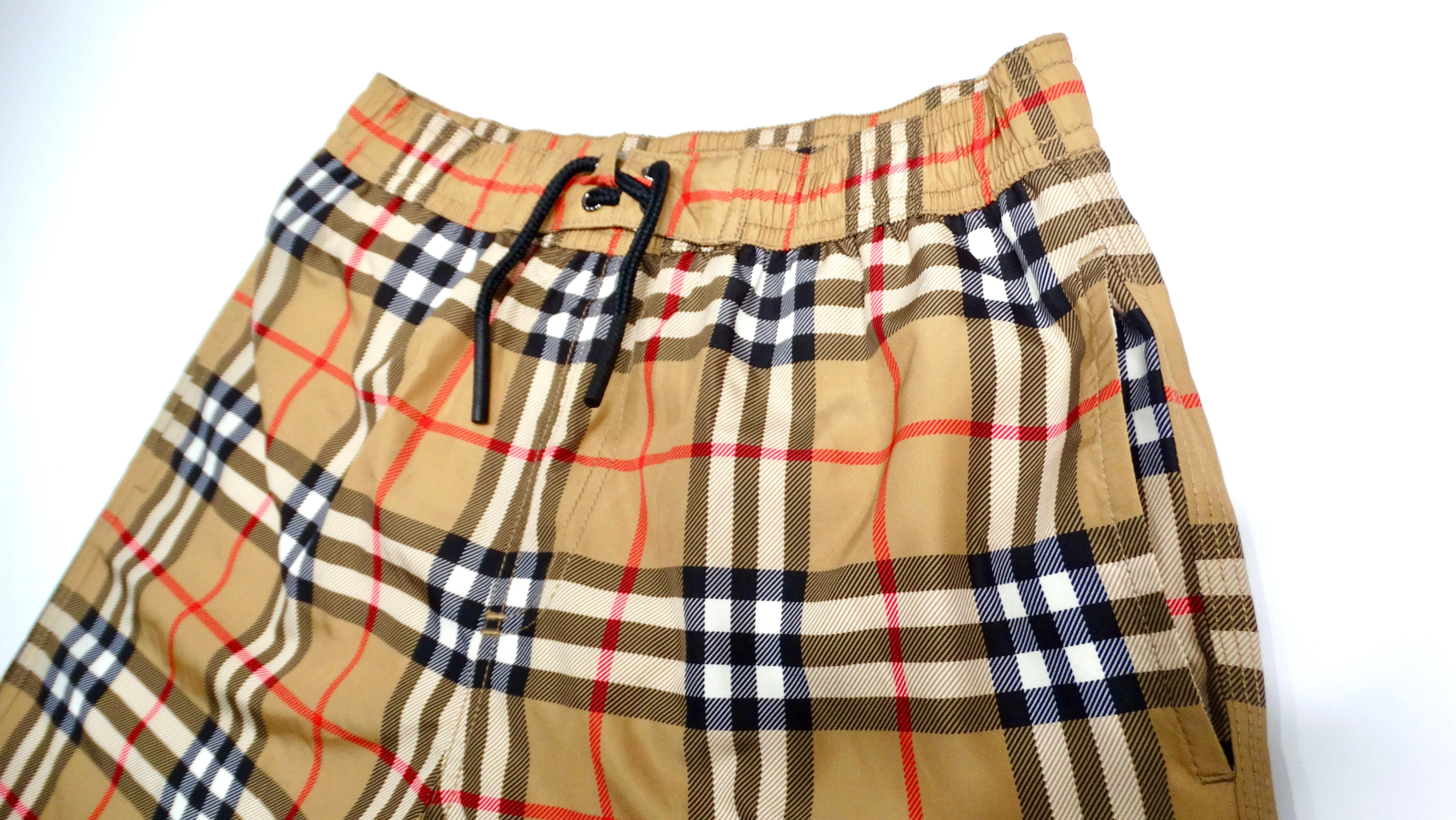 Burberry Children Antique Yellow Plaid Boys' Swim Trunks