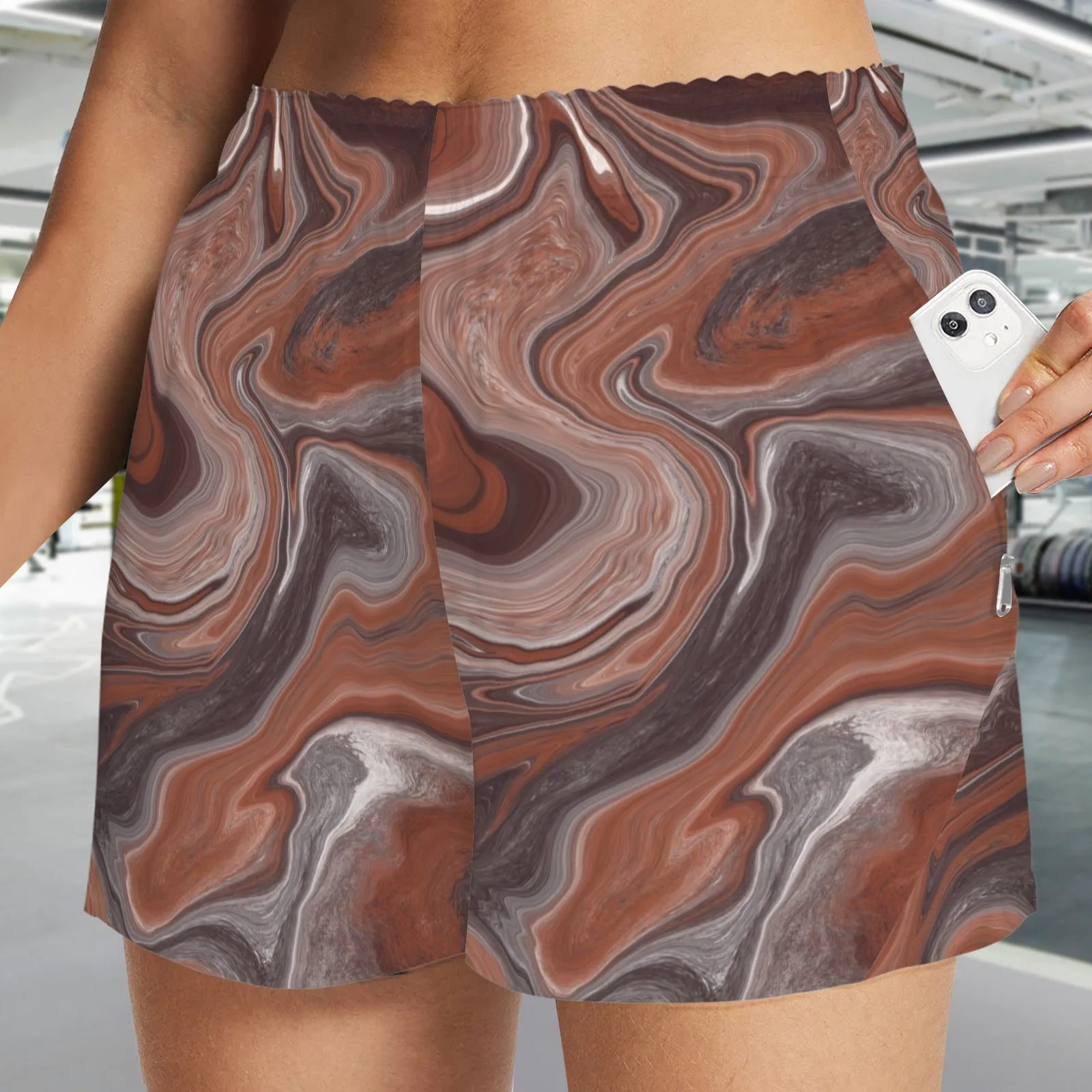 Choc Swirl Zip Pocket Shorts up to 5 XL (FWS)