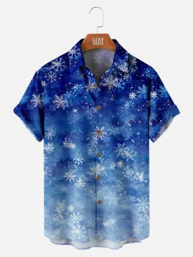 Christmas Snowflake Printed Men's Short Sleeve Shirt