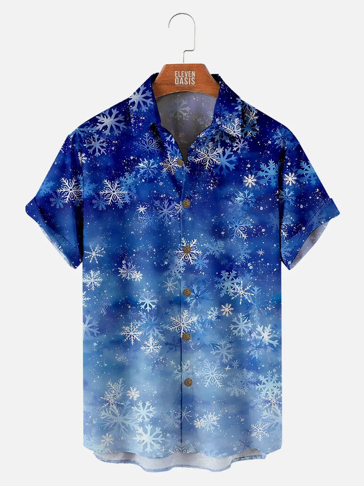 Christmas Snowflake Printed Men's Short Sleeve Shirt