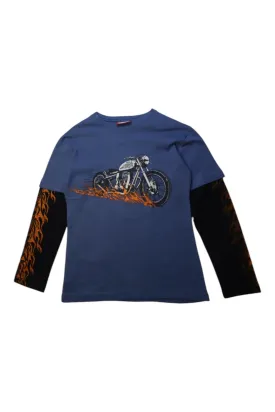 City Threads Motorcycle Design Long Sleeve T-Shirt Size 10Y
