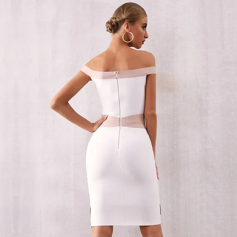Contrast Off Shoulder Bandage Dress
