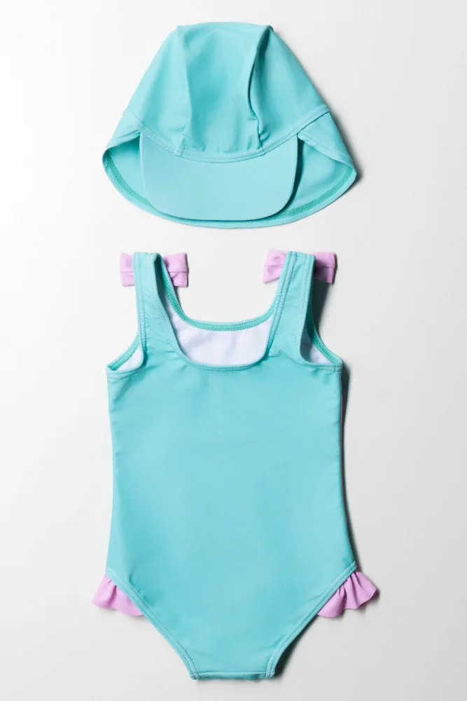 Costume Swim-Wear With Hat Blue