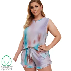 Cozy Plush - Short Sleeve Shorts Set - Dusk Sky