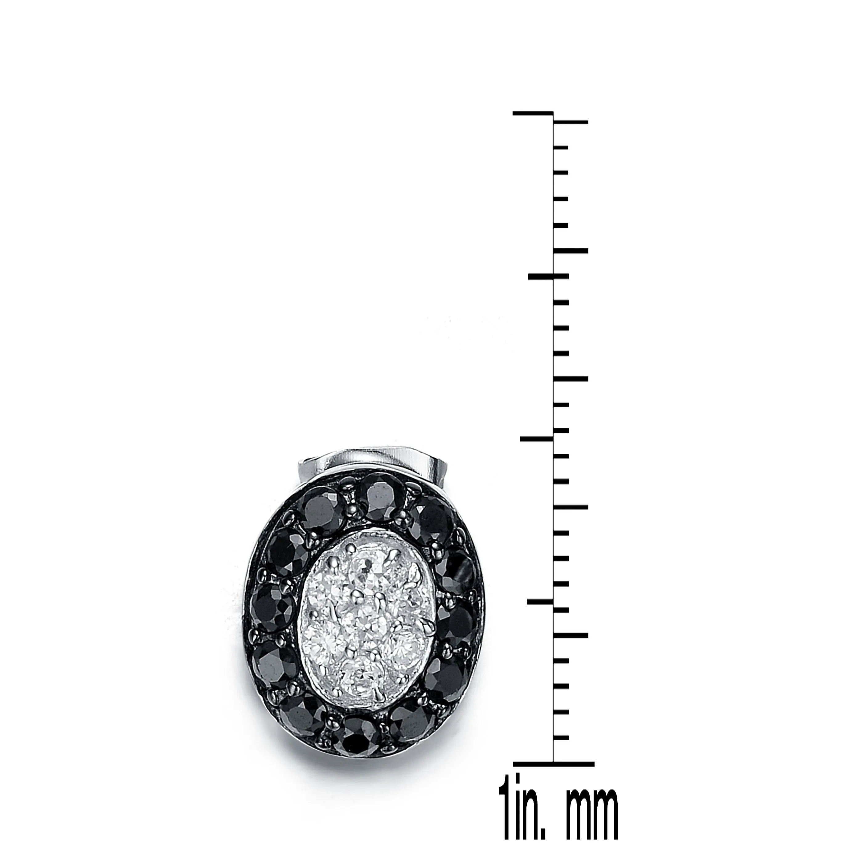 Cubic Zirconia SS Black Plated Round Stud Earrings