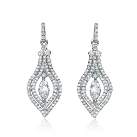 Cubic Zirconia Sterling Silver Rhodium Plated Micro Pave Teardrop Earrings