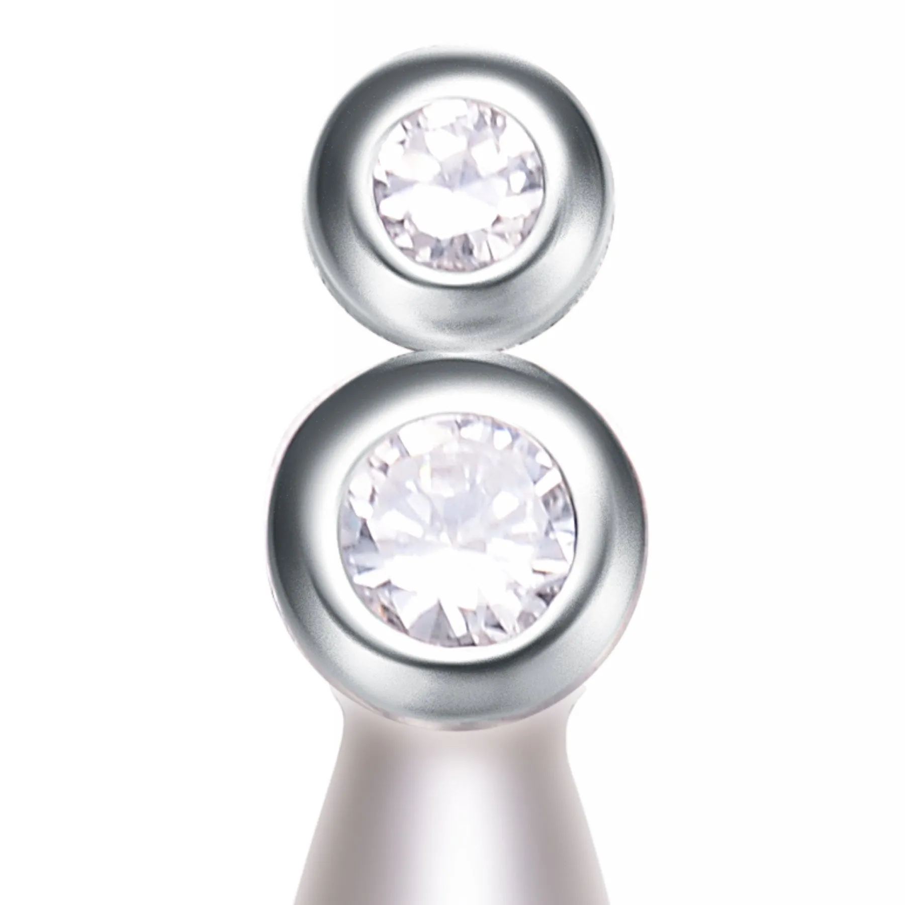 Cubic Zirconia Sterling Silver Rhodium Plated Round Bezel Set Mother Of Pearl Drop Earrings