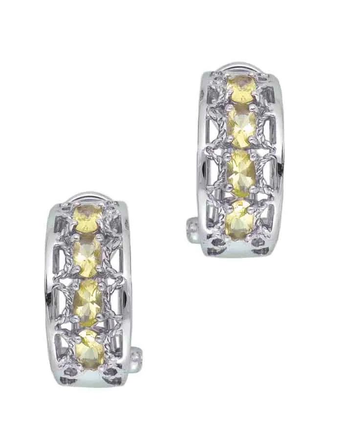 Cubic Zirconia Sterling Silver Rhodium Plated Ruby Omega Earrings