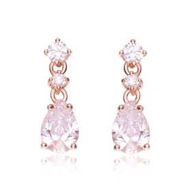 Cubic Zirconia Sterling Silver Rose Gold Plated Pear Drop Earrings