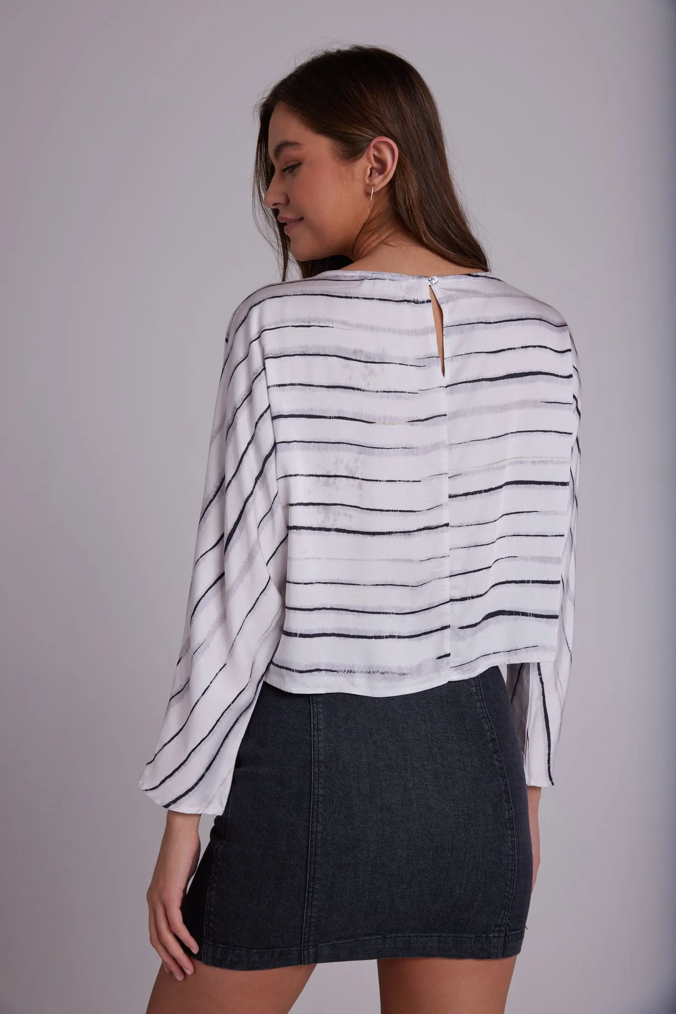 Dolman Sleeve Blouse - Frosted Stripes Print