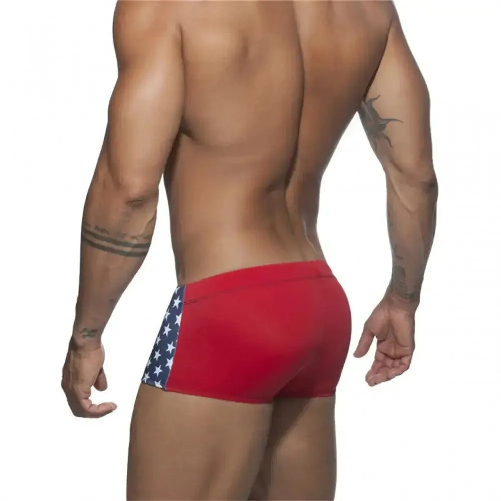 DomiGe Men's Swim Trunks: Anti-Embarrassment National Flag Swimwear