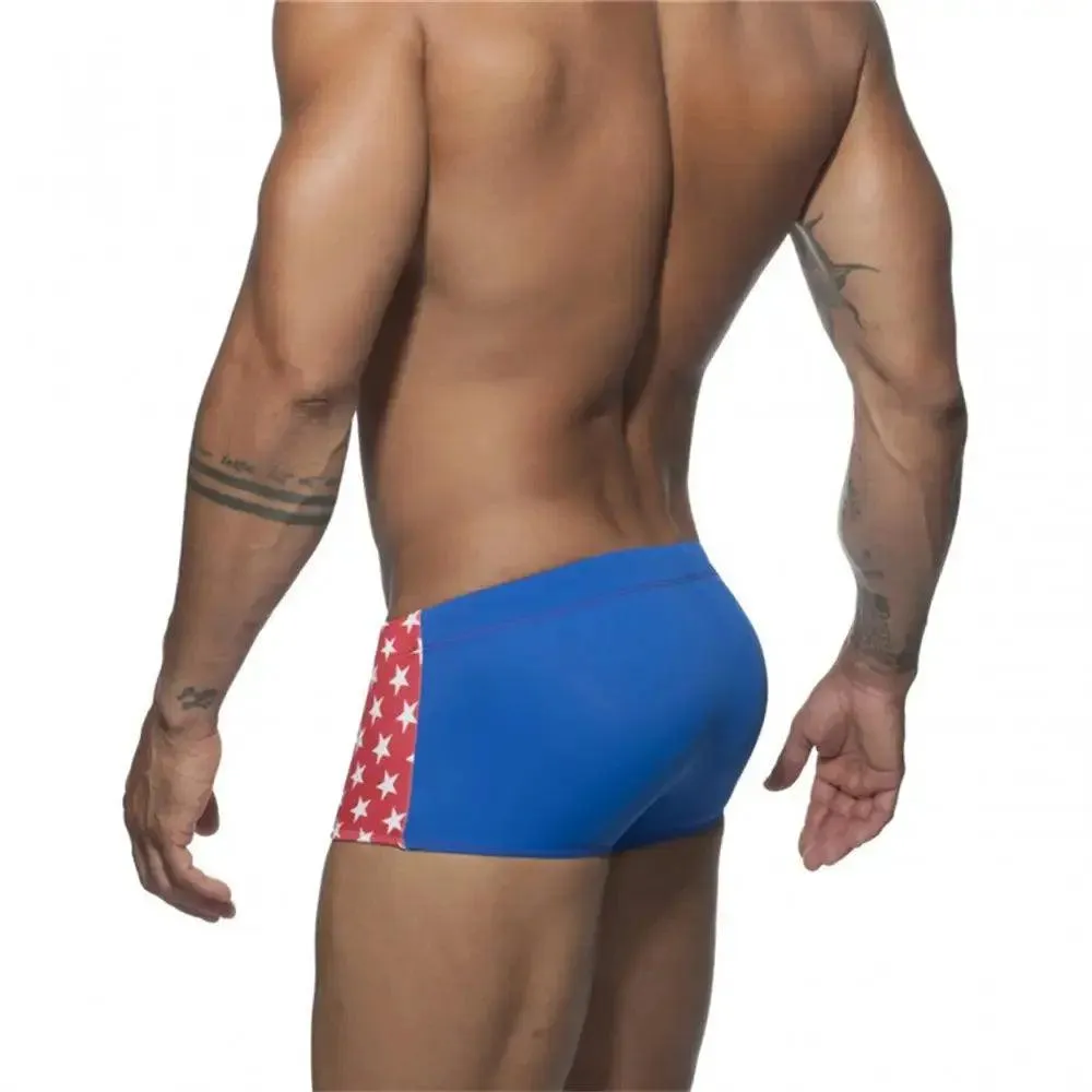 DomiGe Men's Swim Trunks: Anti-Embarrassment National Flag Swimwear