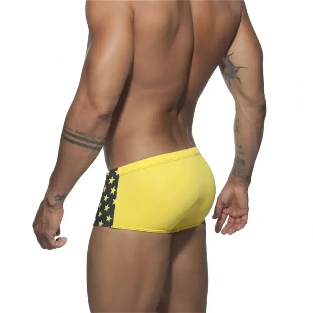 DomiGe Men's Swim Trunks: Anti-Embarrassment National Flag Swimwear