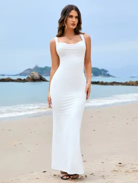 Draped Crisscross Back Embellished Bodycon Dress