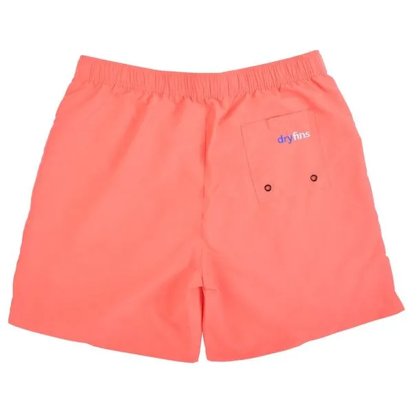 DryFins Men's Swim Trunks with Compression Liner in Coral Red