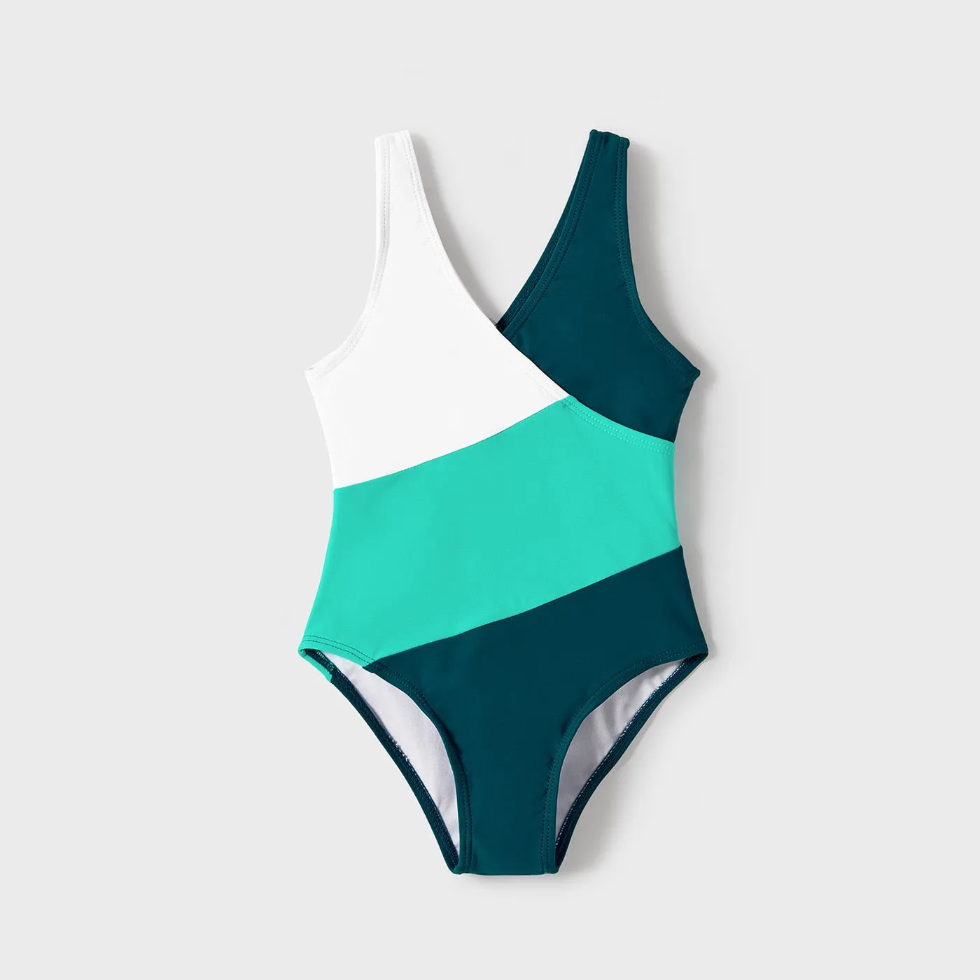 Family Matching Swimsuit Colorblock One-piece Bathing Suit or Swim Trunks Shorts