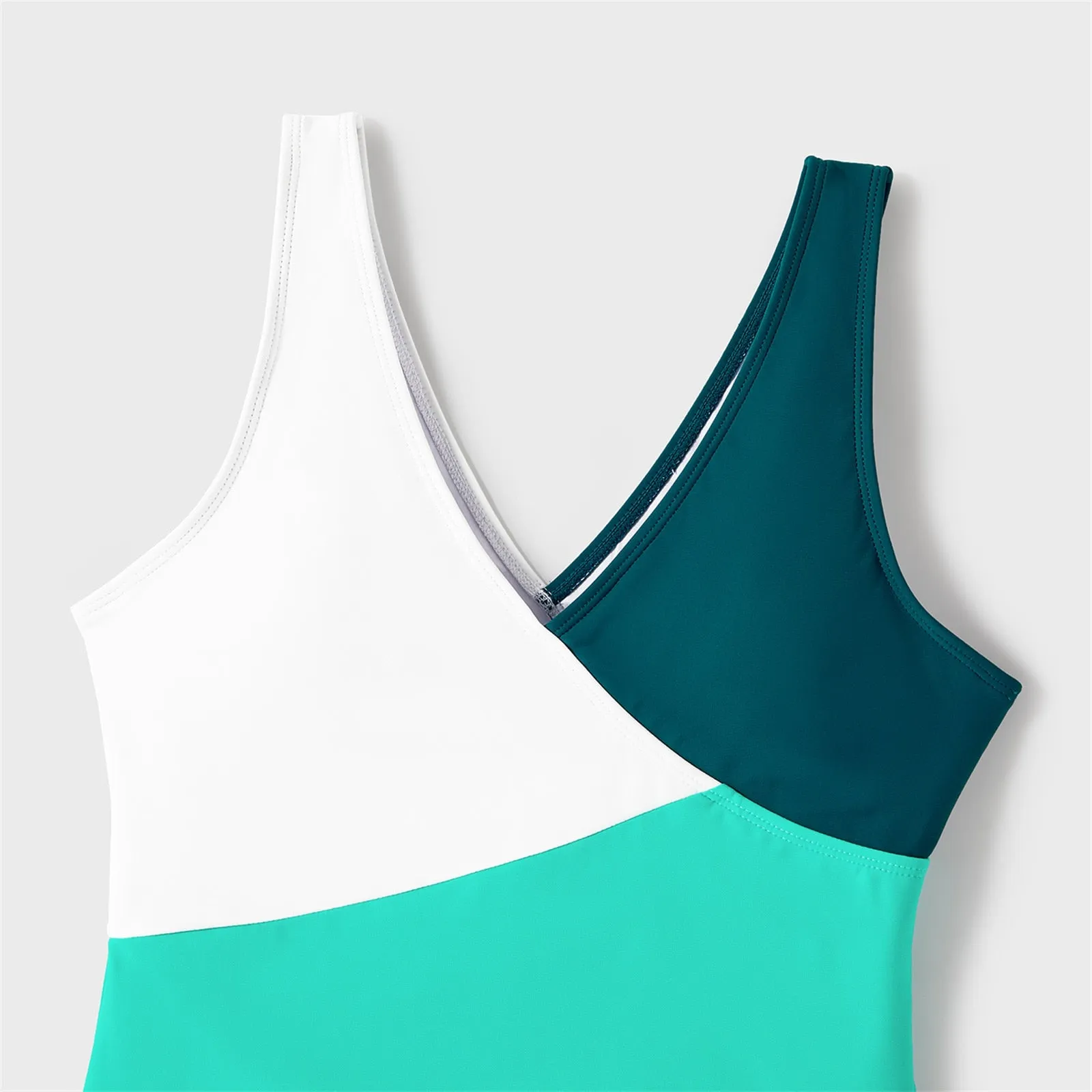 Family Matching Swimsuit Colorblock One-piece Bathing Suit or Swim Trunks Shorts