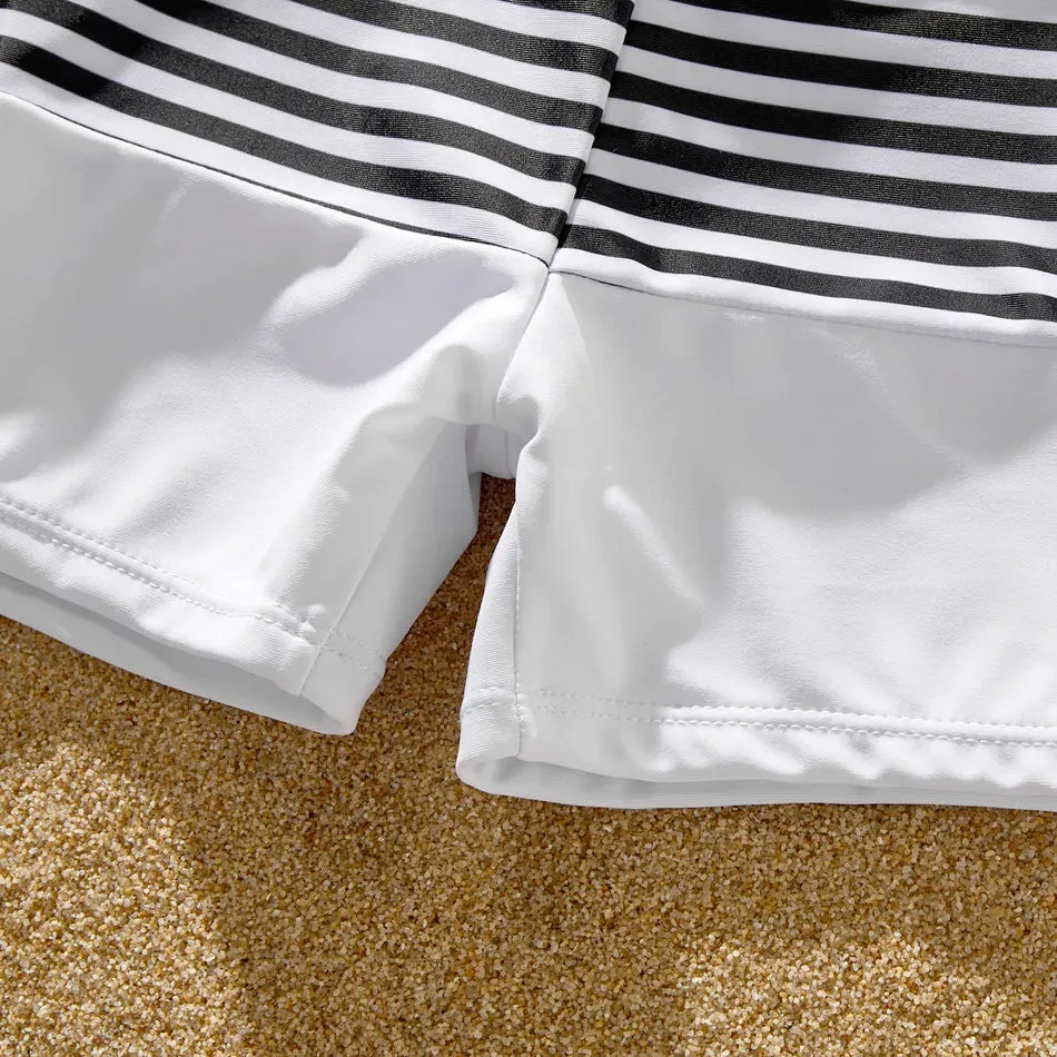 Family Matching Swimsuit Colorblock One-piece Bathing Suit or Swim Trunks Shorts