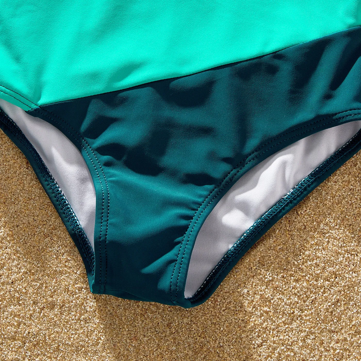 Family Matching Swimsuit Colorblock One-piece Bathing Suit or Swim Trunks Shorts
