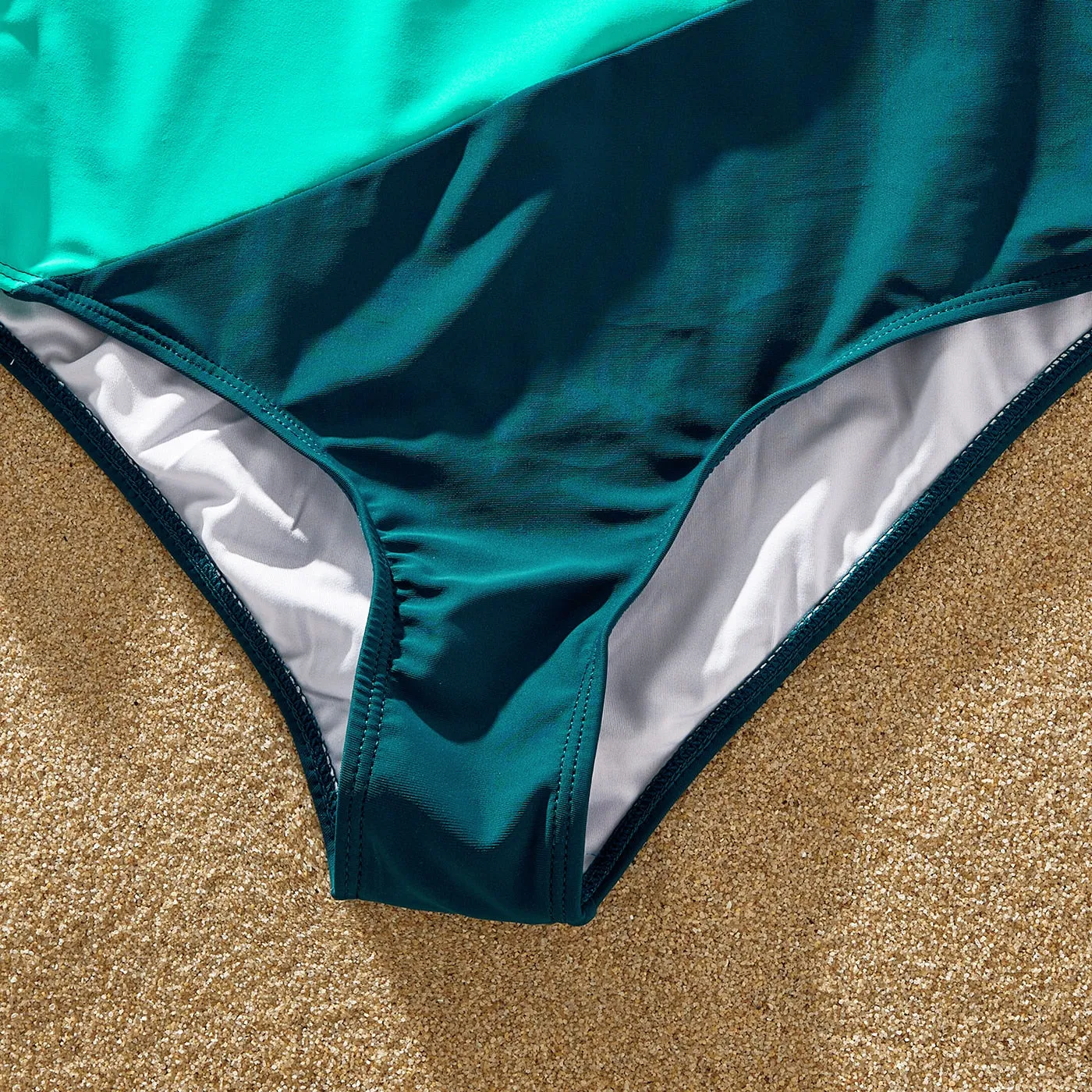 Family Matching Swimsuit Colorblock One-piece Bathing Suit or Swim Trunks Shorts