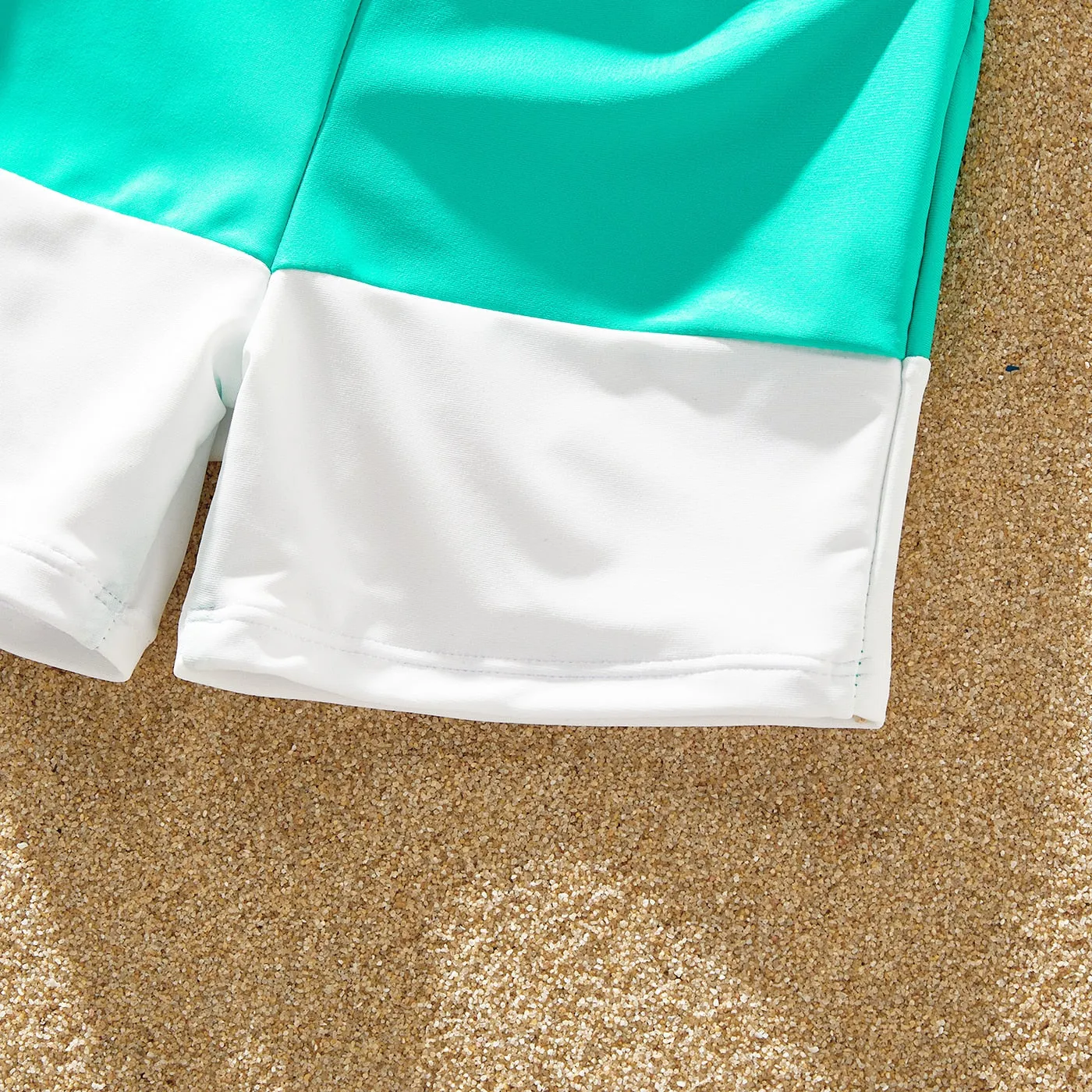 Family Matching Swimsuit Colorblock One-piece Bathing Suit or Swim Trunks Shorts